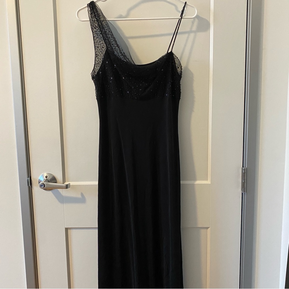 BCBG One-Shoulder Black Evening Gown